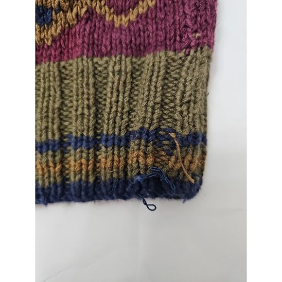 VINTAGE Van Heusen 417 AZTEC South Western Mens Sweater 90s HAND KNITTED - Picture 6 of 8